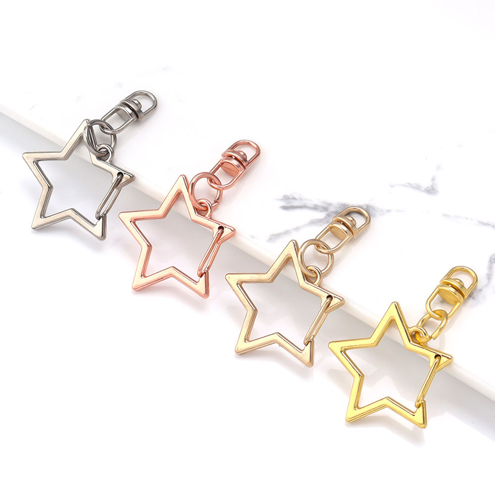 Art Craft Store - 10Pcs Alloy Star Shaped Snap Keychain