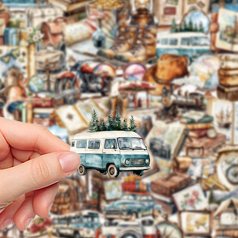 Art Craft 3 Year Old - 50PCS Transparent Travel PET Stickers Vintage