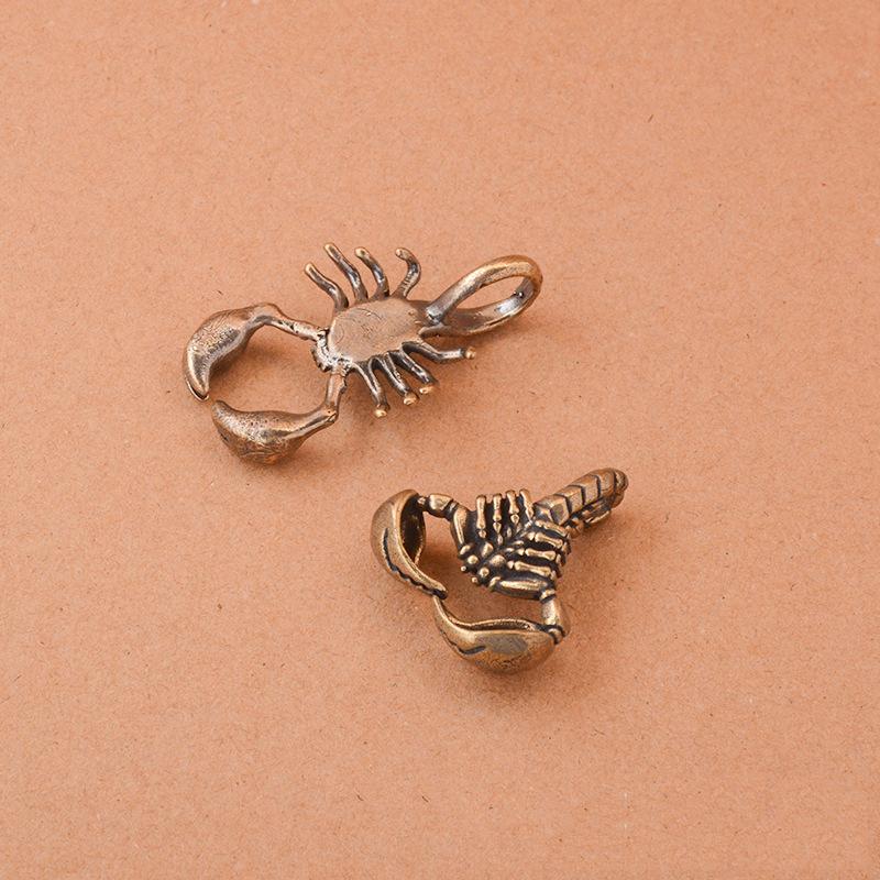 Art Craft New Year - Hand Carved Brass Scorpion Pendant Retro