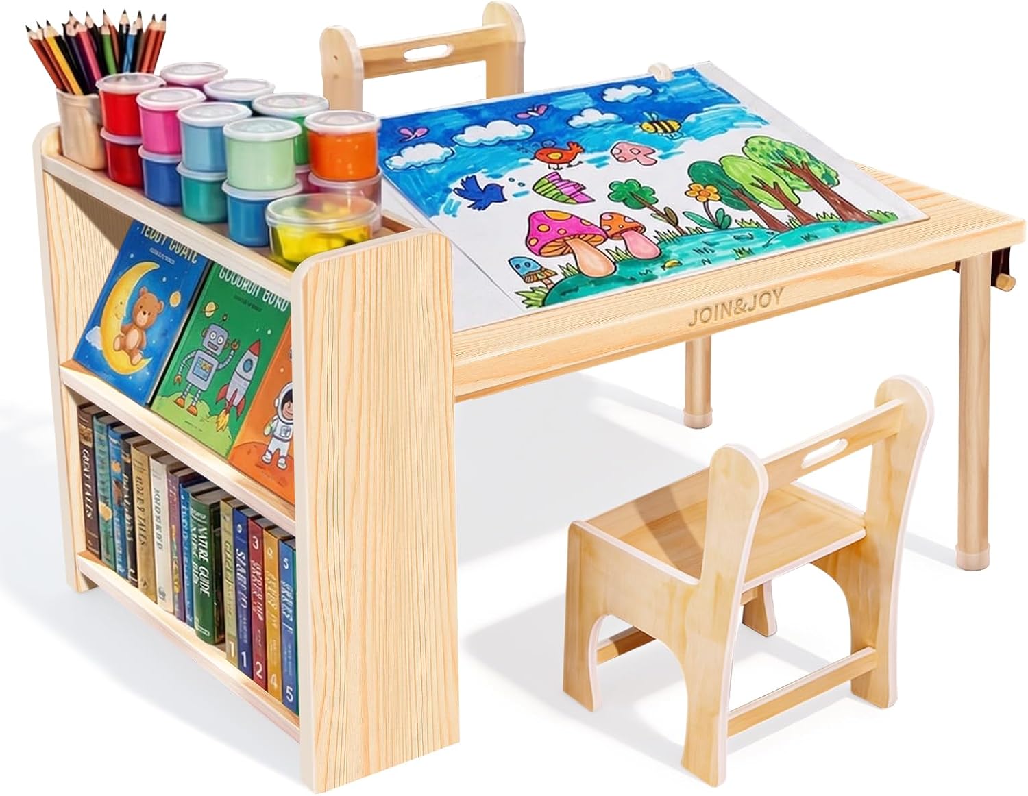 Kids Wooden Art Table 2 Chair  - đánh giá và giá Art Craft For Toddlers