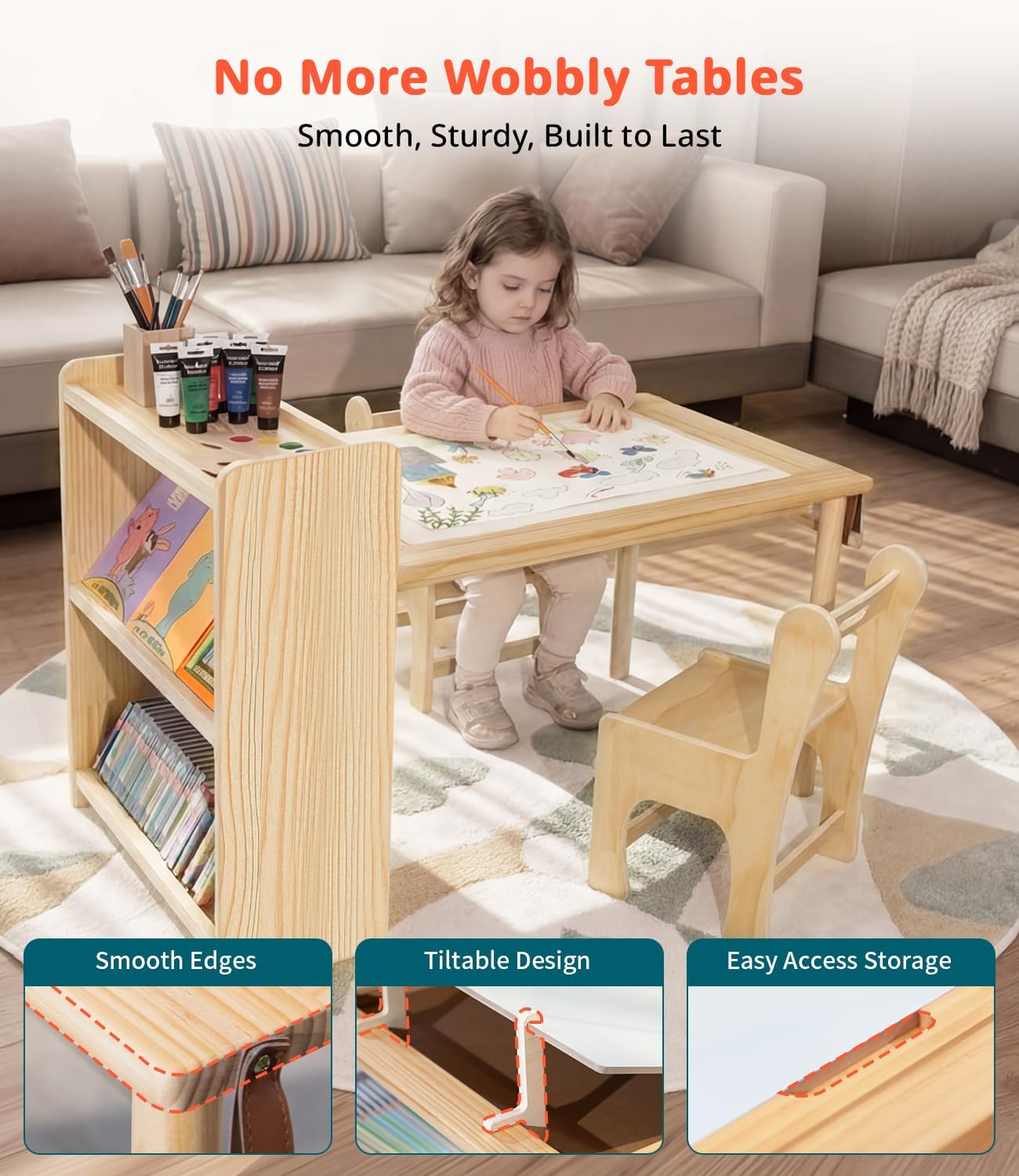 Kids Wooden Art Table 2 Chair  - đánh giá và giá Art Craft For Toddlers